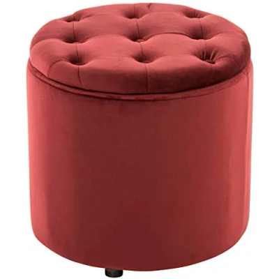 Image de Pouf repose pieds Pantin en velours avec espace de rangement , Rouge