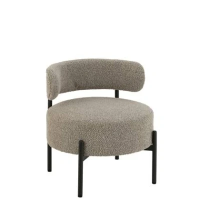 Afbeelding van J Line Loungestoel Boucle Multiplex/Polyester Grijs/Zwart