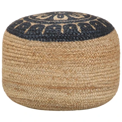 Afbeelding van Poef handgemaakt 45x30 cm jute blauw