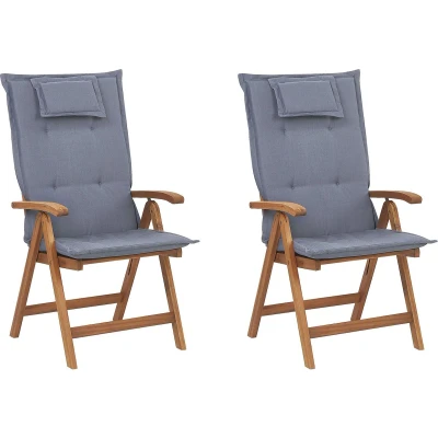 Afbeelding van JAVA Tuinstoel set van 2 Lichte houtkleur/Blauw Acaciahout