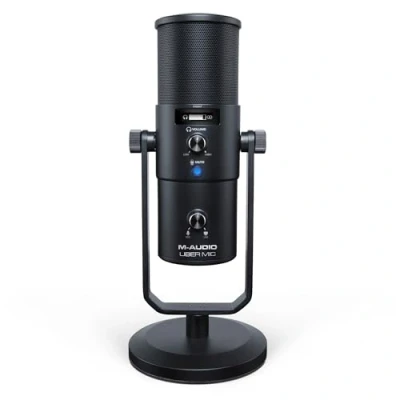 Afbeelding van M AUDIO UBER MIC USB condensatormicrofoon voor gaming, streaming, podcast, opname met 4 richtingen, mute knop, hoofdtelefoonuitgang