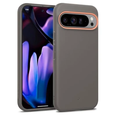 Afbeelding van Caseology Nano Pop hoes voor Google Pixel 9 Pro XL, [zacht en stofvrij materiaal] patroon zijhandgreep papaja grijs