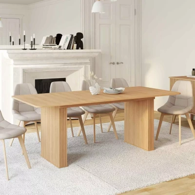 Afbeelding van ROMIE uitschuifbare eettafel met latteneffect voor 6 10 personen 160 200cm