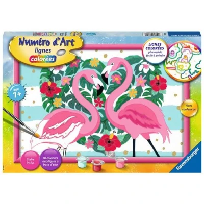Image de Peinture Ravensburger Numéro d&#039;art Grands Flamants Roses Amoureux