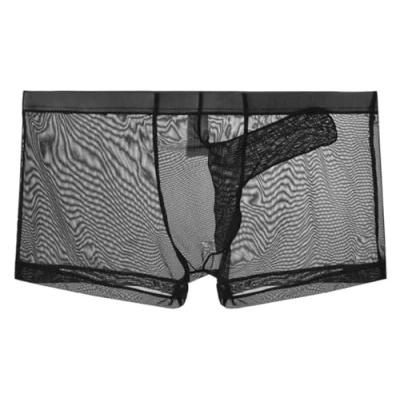 Afbeelding van lclvld Heren Shorts Sexy Boxer Ondergoed Doorzichtige Tule Ademende Olifant voor Mannen, zwart.