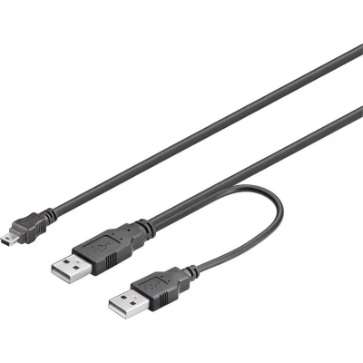 Afbeelding van USB Mini B naar 2x A Y kabel USB2.0 tot 1A / zwart 1 meter