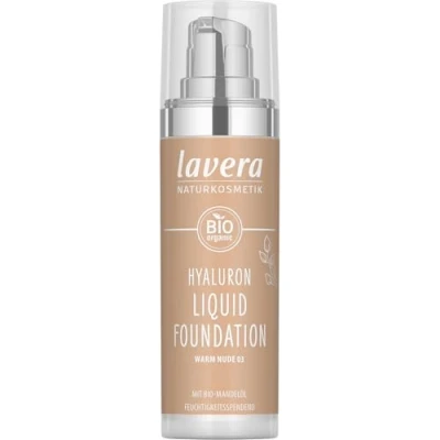 Afbeelding van lavera Hyaluron Liquid Foundation Warm Nude 03 natuurlijk hyaluronzuur &amp; biologische amandelolie lichte textuur zonder minerale olie natuurlijke cosmetica veganistisch biologisch (1 x 30