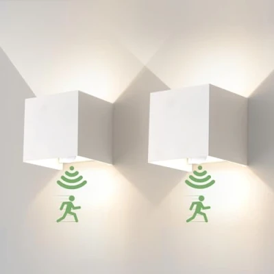 Afbeelding van 2 stuks 12 W wandlamp met bewegingsmelder, voor buiten/binnen, IP65, 4000 K, stralingshoek, verstelbaar, wit