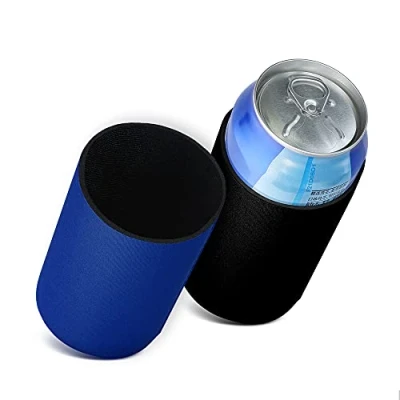 Afbeelding van kwmobile 2x 330ml / 355ml Blik blikjeskoeler voor bier en frisdrankblikjes Koeler drankblikjes in zwart blauw 6,5 x 10 cm