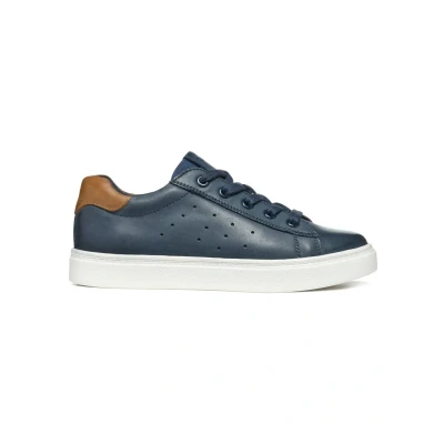 Afbeelding van Geox Nashik Sneakers laag voor kinderen, Maat: 28, Navy brown Leer en textiel