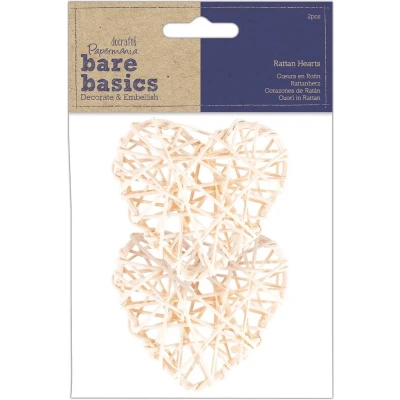 Afbeelding van Papermania Bare Basics Rattan Hearts White (2pcs) (PMA 174465)