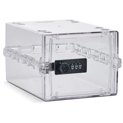 Afbeelding van Lockabox Mini™ Hoogwaardige afsluitbare opbergdoos 3 liter combinatiebox voor voedsel , medicijn en huishoudelijke veiligheid BPA vrij (kristal)