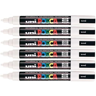 Afbeelding van posca PC 5M markers, wit, medium conische punt, 6 stuks