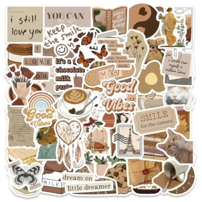 Afbeelding van 60 stuks vintage vinylstickers voor scrapbooking, laptop, waterfles (A)