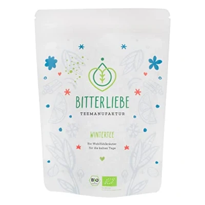 Afbeelding van BitterLiebe® Teemanufaktur biologische winterthee 140 g met de kracht van bittere stoffen, kruiden, hynorrhodon en gember, enz. I ca. 70 kopjes