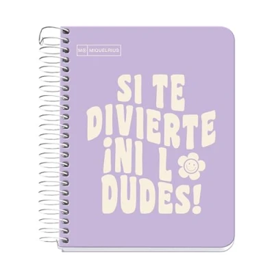 Afbeelding van Miquelrius Notitieboek, A6, berichtenboek, 1 gekleurde band, 100 vellen 90 g/m², 5 mm raster, zonder boren, hardkartonnen omslag, lavendelkleur