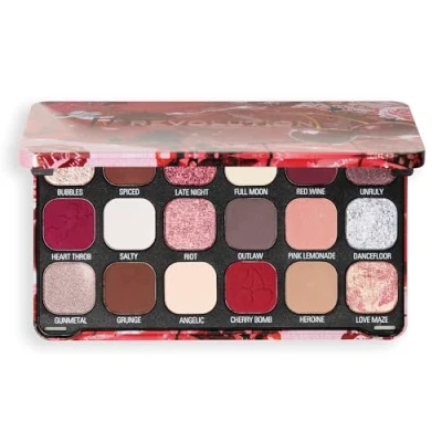 Image de Revolution Beauty, Palette de Fards à Paupières Forever Flawless, 18 Teintes Pigmentées Mattes &amp; Irisées, Végan Sans Cruauté, Cherry Rebel