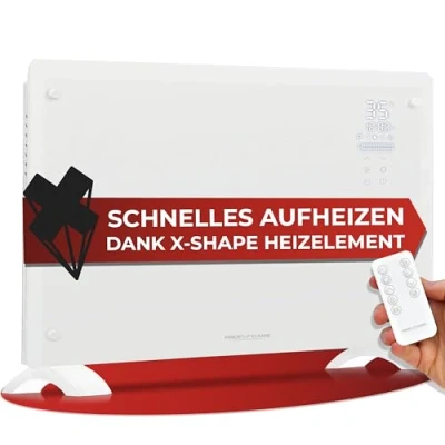 Afbeelding van ProfiCare® PC GKH 3119 Elektrische verwarming met glazen front geschikt voor wandmontage convectorverwarming 2 warmtestanden geluidloos