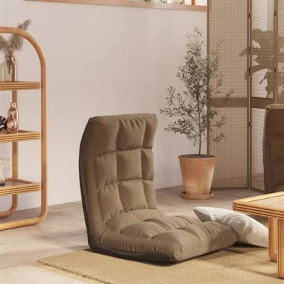 Image de vidaXL Chaise pliable de sol Taupe Tissu336593