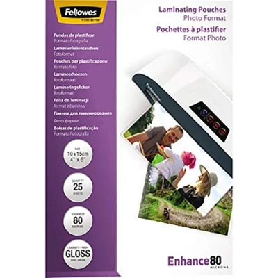Image de FELLOWES Boîte de 25 pochettes plastification format photo 10 x 15 cm 2x 80 microns