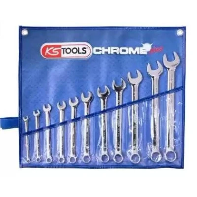 Afbeelding van KS Tools, Spanner, CHROMEplus combinatiesleutelset schuin, ring 15 offset, 11 delen