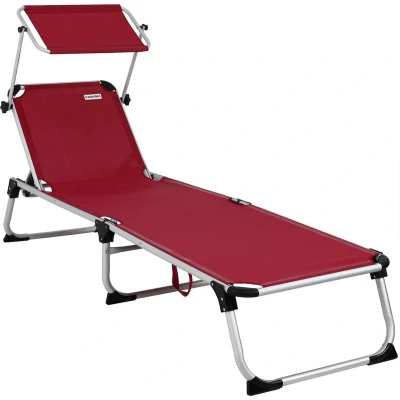 Afbeelding van Casaria Ligstoel Malta Comfort met Zonnedak 210 cm Rood