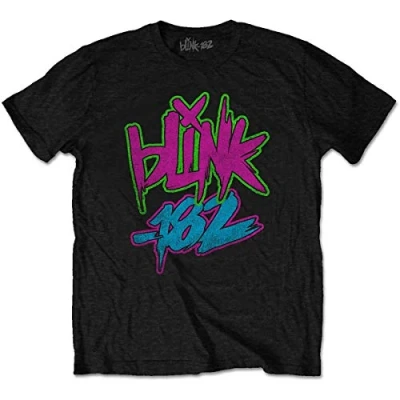 Afbeelding van Blink182 Neon Logo Heren T shirt L Zwart