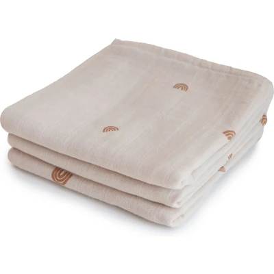 Afbeelding van Mushie Chiffon linnen biologisch katoen 3 stuks 58 x 60 cm accessoires voor baby&#039;s, jongens en meisjes Rainbows