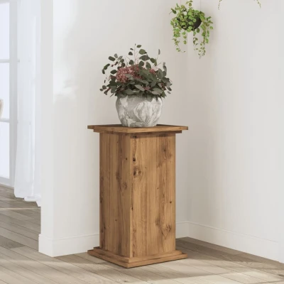 Afbeelding van Plantenstandaard 33x33x60 cm bewerkt hout artisanaal eiken