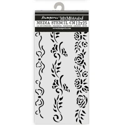 Afbeelding van Stamperia Timeless Thick Stencil 12x25cm 3 Borders (KSTDL118)