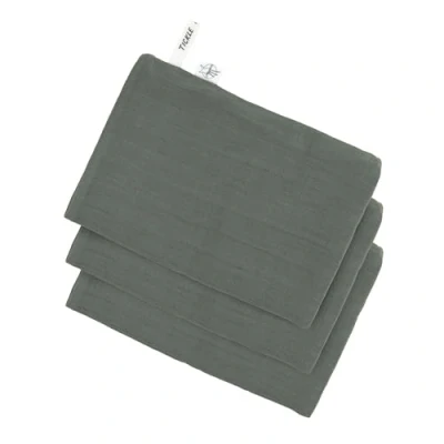 Afbeelding van LÄSSIG Set van 3 chiffon washandjes voor baby&#039;s, petrol groen