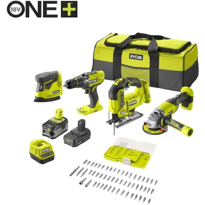 Afbeelding van RYOBI R18CK4F 252S 18V ONE+ accu machineset 4 delig in transporttas (1x 5.0Ah + 1x 2.0 Ah en lader) 5133004771