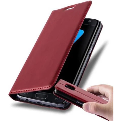 Afbeelding van Cadorabo Hoesje geschikt voor Samsung Galaxy S7 EDGE in APPEL ROOD Beschermhoes met magnetische sluiting, standfunctie en kaartvakje Book Case Cover Etui