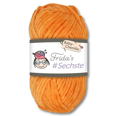 Afbeelding van Frida&#039;s Wollhaus Amigurumi wol, zesde chenille garen, babywol, voor breien en haken, fluweelachtig, 30 kleuren (852, oranje)