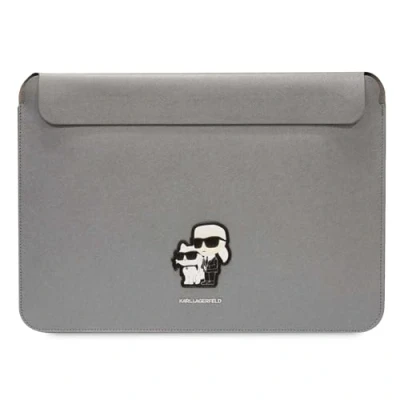 Afbeelding van Karl Lagerfeld hoes KLCS14SAKCPMG 14 koffer zilver Saffiano Karl&amp;Choupette