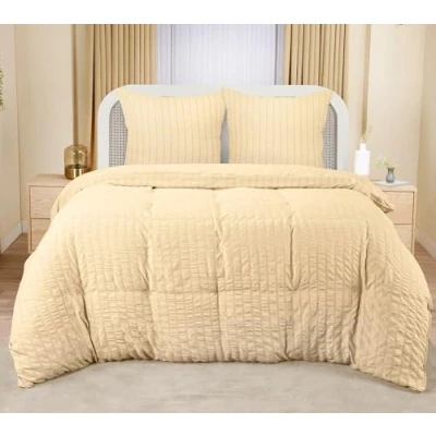 Afbeelding van Utopia Bedding Seersucker dekbedovertrekset microvezel polyester dekbedovertrek 220 x 240 cm + 2 kussenslopen 65 beige
