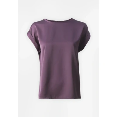 Afbeelding van VILA Viellette S/S Satin Top Noos Damesblouse met korte mouwen (1 stuk), Pruim, 40