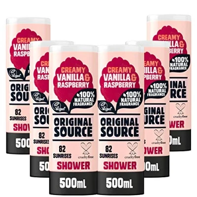 Afbeelding van Original Source Set van 6 douchegels, 100% natuurlijk, vanille en framboosgeur, 500 ml