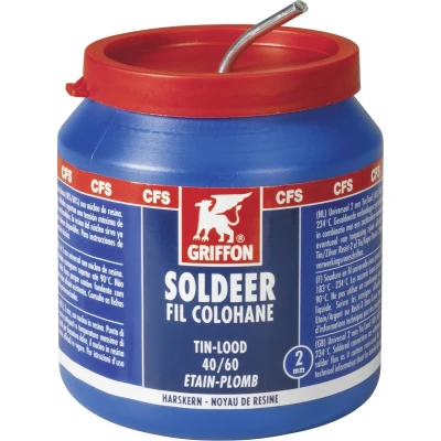 Afbeelding van Griffon draadsoldeer tin lood 40 60 harskern 2 mm, 500 gram, pot