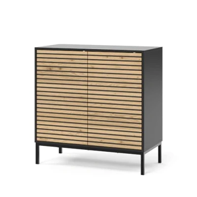 Afbeelding van Vicco ElizaLadekast 80 x 81.2 cm met 2 deuren Zwart/eiken