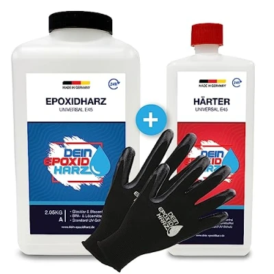Afbeelding van Transparante epoxyhars 3,0 kg heldere en geurarme professionele kwaliteit giethars voor hout + gratis handschoenen, inclusief handleiding in het Frans