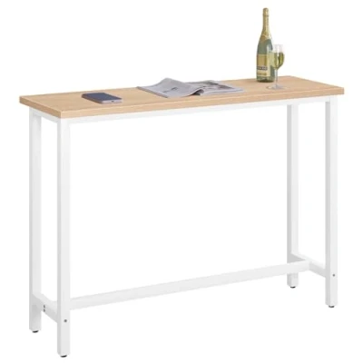 Afbeelding van WOLTU BT30hei Bartafel Bistrotafel met Metalen frame Spaanplaten tafelblad 140x40x100cm,Lichteiken