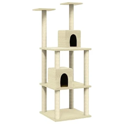 Afbeelding van vidaXL Kattenmeubel met sisal krabpalen 141 cm crèmekleurig