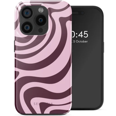 Afbeelding van Selencia Hoesje Geschikt voor iPhone 15 Pro Vivid Backcover MagSafe Wavy Swirl Pink Plum