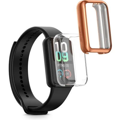 Afbeelding van kwmobile 2x smartwatch hoes geschikt voor Amazfit Band 7 hoesje Siliconen sporthorloge cover Activity tracker case in zwart / zilver