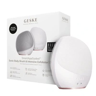 Afbeelding van GESKE Sonic Body Brush &amp; Intensive Exfoliator 7 in 1 Elektrische lichaamsreinigingsborstel SmartSonic Pulsaties Dieptereiniging, peeling en massage professionele kwaliteit