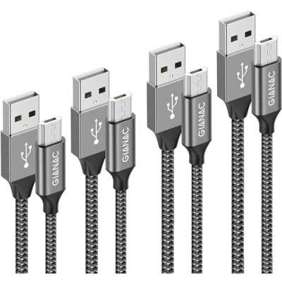 Afbeelding van micro USB kabel, 4 pack [0.5M 1M 2M 3M] Nylon oplaadkabel Snellaadkabel Hoge snelheid mobiele telefoongegevenskabel voor Samsung Galaxy S7 / S6 J7 Note 5, Xiaomi, Huawei, Wiko, Motorola, Nokia, Kindle grijs