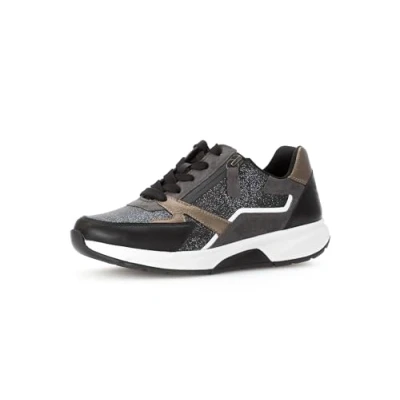 Afbeelding van Gabor Rollingsoft Sneakers laag, Dames, Maat: 38, Schwarz glitzer Schoenen