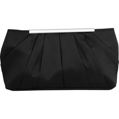 Afbeelding van Lollanda Elegante geplooide satijnen clutch voor dames, avondfeest, eindejaarsbal, bruiloft, zwart, zwart.
