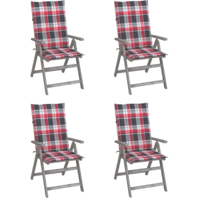 Afbeelding van vidaXL Tuinstoelen 4 st verstelbaar met kussens massief acaciahout